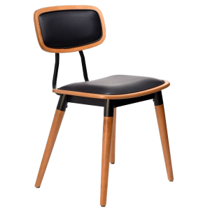 Felix Chair-Black PU Seat-Lancaster Oak-Black Frame